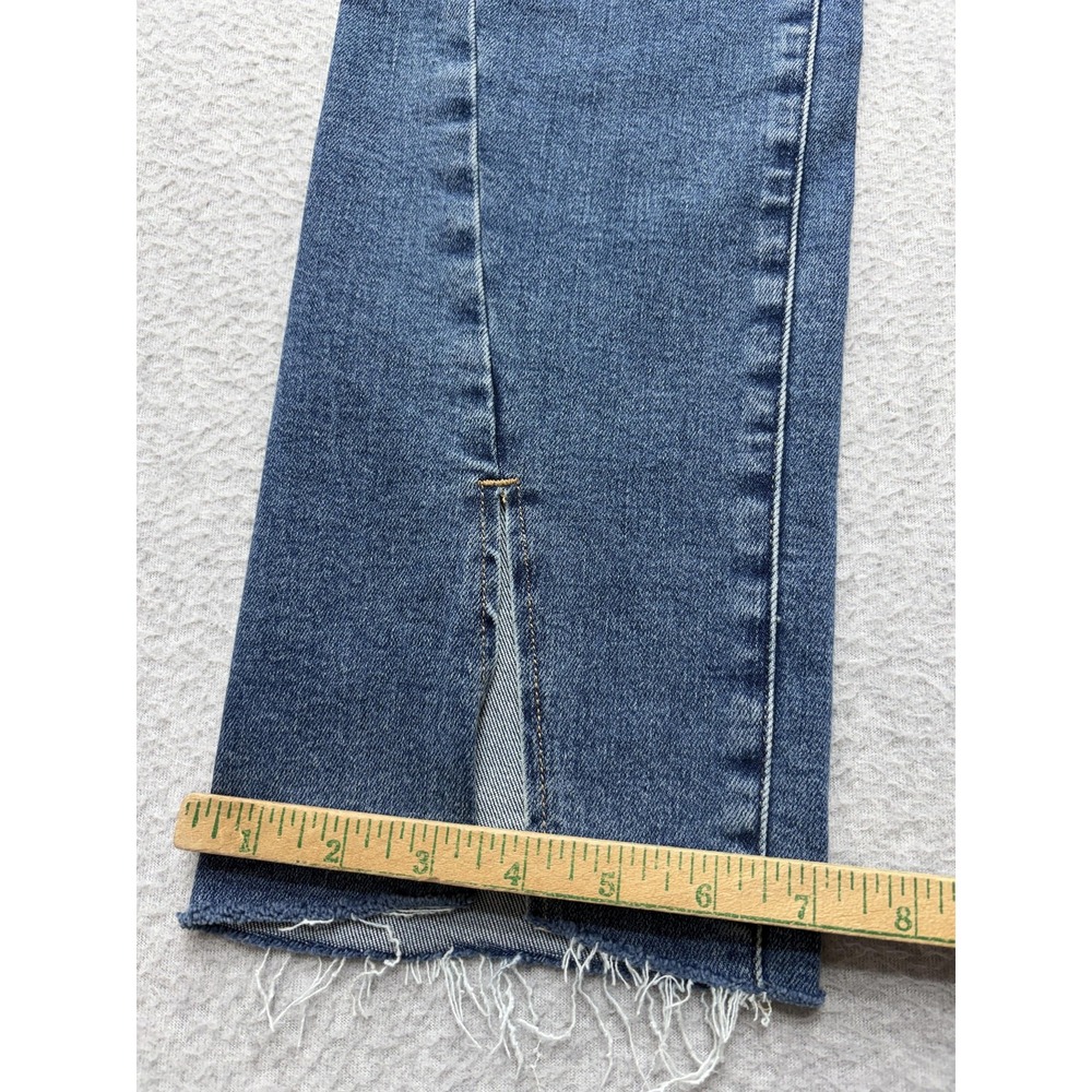 Good American Good Boy Jeans Womens 2/26 Blue High Rise Boyfriend Raw Hem Fringe - Picture 7 of 13